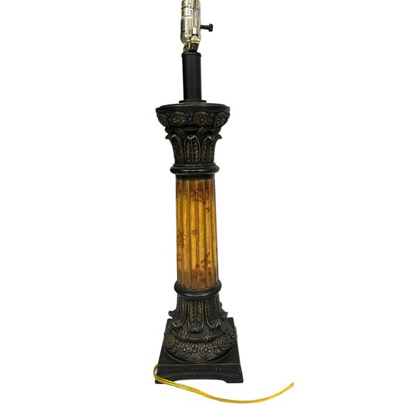 Antique French Empire Style Neoclassical Bronze Mounted  Vintage Neoclassical Empire-Style Column Table Lamp Old World Traditional Ornate